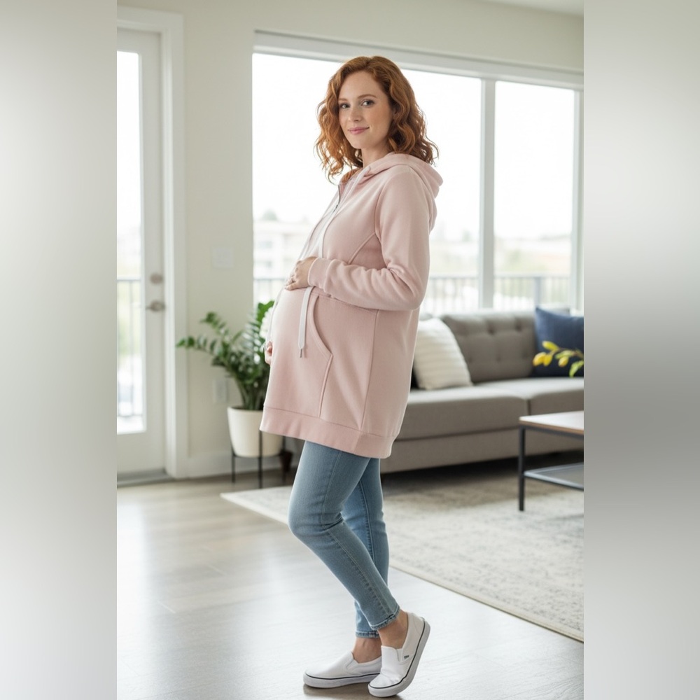 Hello MIZ Peach Maternity Hoodie